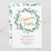 Courbe verte fête de Noël Invitation (Devant / Derrière)