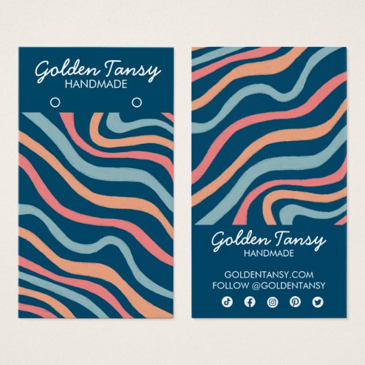 Courbes douces Blue oreille bijoux carte d'afficha (Devant & derrière)