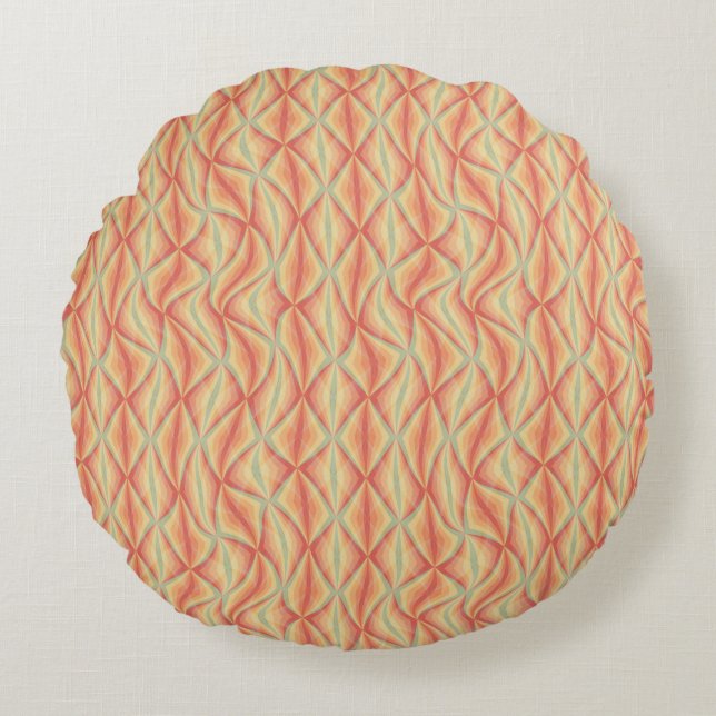 Courbes Echo - Coussin rond de vague rétro (Devant)