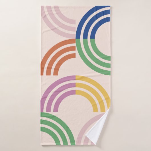 Courbes triées rétro Arrière - plan géométrique (Serviette de bain)