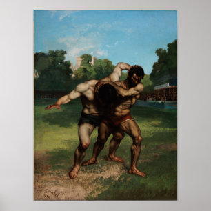 Courbet - De worstelaars Poster