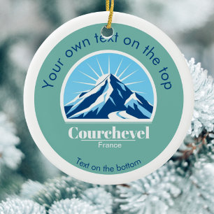 Courchevel France Ornement de Noël Montagne Bleue