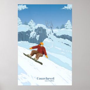 Courchevel Snowboarden Reisposter Poster