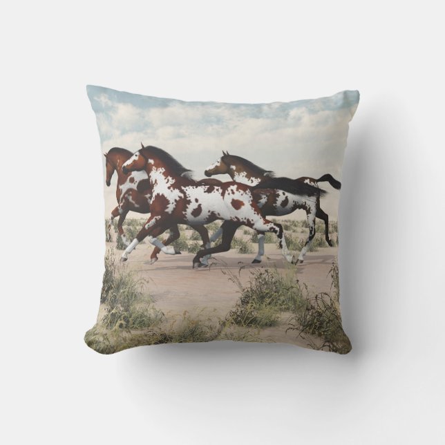 Courez comme le vent - coussin galopant de chevaux (Recto)