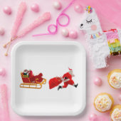Courez, Père Noël, Courez ! Assiettes en Papier. (Fête)