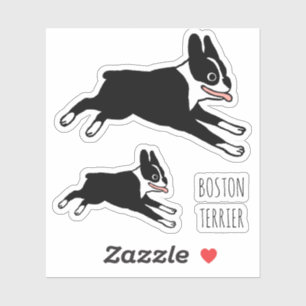 Courir Boston Terrier Happy Dog Cartoon Stickers