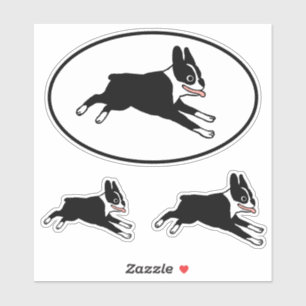 Courir Boston Terrier mignon Stickers Dessin de ch