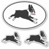 Courir Boston Terrier mignon Stickers Dessin de ch (Devant)