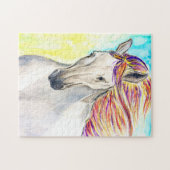 Courir Cheval Blanc Jigsaw Puzzle Peinture (Horizontal)