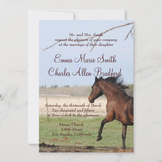Courir Cheval Photo Mariage Invitations (Devant)