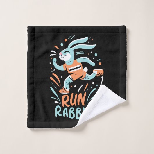 courir lapin marathon coureur lapin mignon (Gant de toilette)