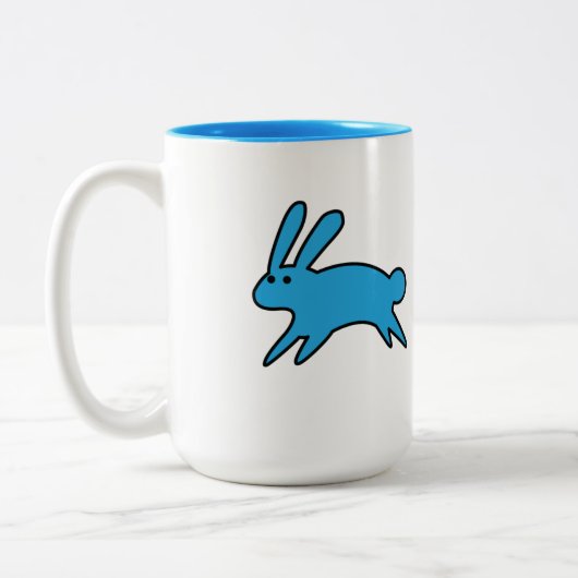 Courir Un Petit Lapin Bleu À Deux Tons De Mug De C (Gauche)