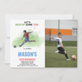 Courir un soccer Anniversaire Invitation avec phot (Devant)
