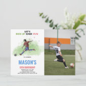 Courir un soccer Anniversaire Invitation avec phot (Debout devant)