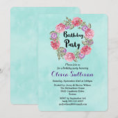 Couronne aquarelle florale Invitation de fête d'an (Devant / Derrière)