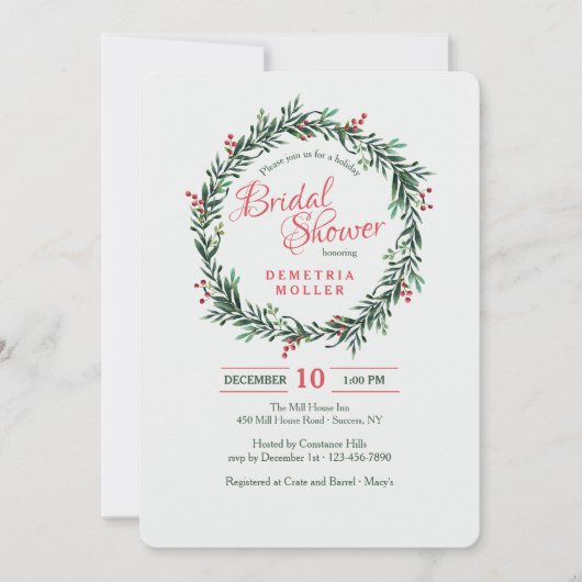 Couronne avec Baies Rouges Invitation (Devant)