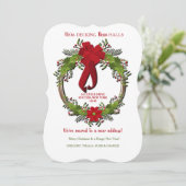 Couronne avec Red Bow Holiday Faire-part de déména (Debout devant)