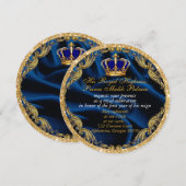 Couronne bleue et or Prince Royal et invitation en (Devant / Derrière)