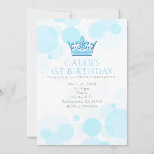 Couronne bleue et points Invitations de fête d'ann (Devant)