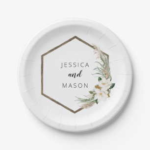 Couronne bohème assise de mariage assiette en papi