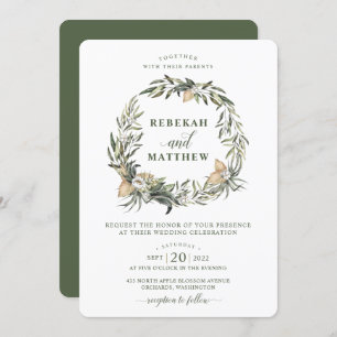 Couronne botanique blanche FAIRE-PART DE MARIAGE