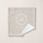 Couronne botanique blanche Nom de famille Monogram (Gant de toilette)