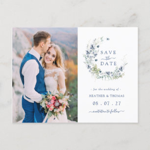 Couronne botanique de mariage Navy Sage Faire-part