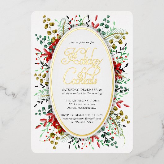 Couronne botanique de Noël | Invitation Foil (Recto)