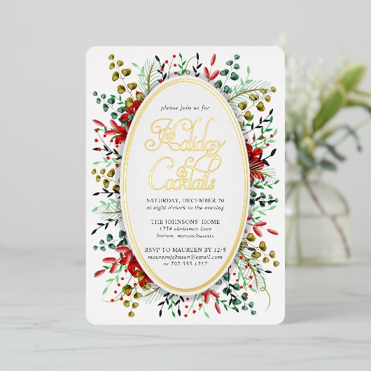 Couronne botanique de Noël | Invitation Foil (Debout devant)