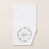 Couronne botanique de verdure sage avec monogramme (Serviette à main)