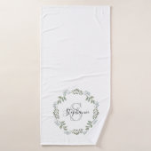 Couronne botanique de verdure sage avec monogramme (Serviette de bain)