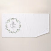 Couronne botanique de verdure sage avec monogramme (Serviette de bain)