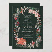 Couronne botanique Sage et Faire-part de mariage (Devant / Derrière)