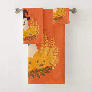 Couronne d'automne de fantôme mignon et de citroui