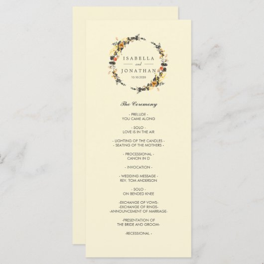 Couronne d'automne | Programme de mariage moderne (Devant / Derrière)