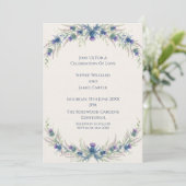 Couronne de Chardons Bleus Invitation de Mariage (Debout devant)