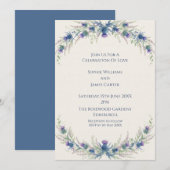 Couronne de Chardons Bleus Invitation de Mariage (Devant / Derrière)