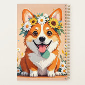 Couronne de chien corgi joyeux des marguerites et  (Dos)