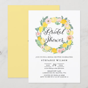 Couronne de citron et de rose rose Invitation de B