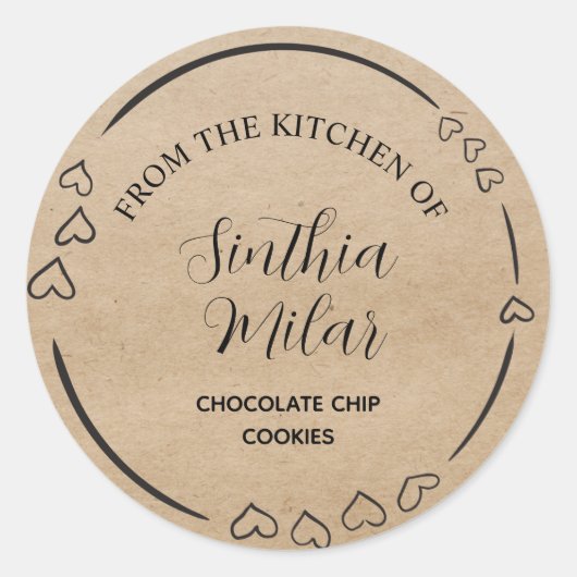 Couronne de coeur rustique Étiquette de cookies (Devant)