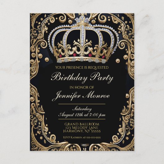 Couronne de fête d'anniversaire royale Invitation  (Devant)