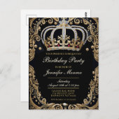 Couronne de fête d'anniversaire royale Invitation  (Devant / Derrière)