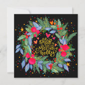 Couronne de fêtes de gui et de houx Carte de vœux  (Devant)