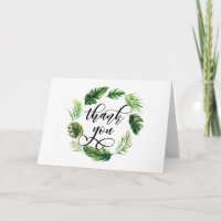 Couronne de feuillage tropical à l'aquarelle Merci