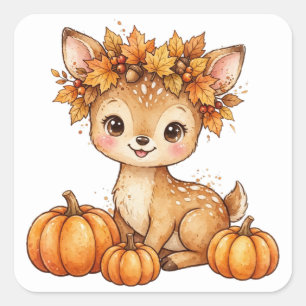 Couronne de feuilles de faon d'automne Autocollant