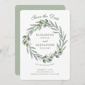 Couronne de feuilles d'olive. Faire-part de mariag (Devant / Derrière)