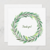 couronne de feuilles verts peints à la main carte  (Devant / Derrière)