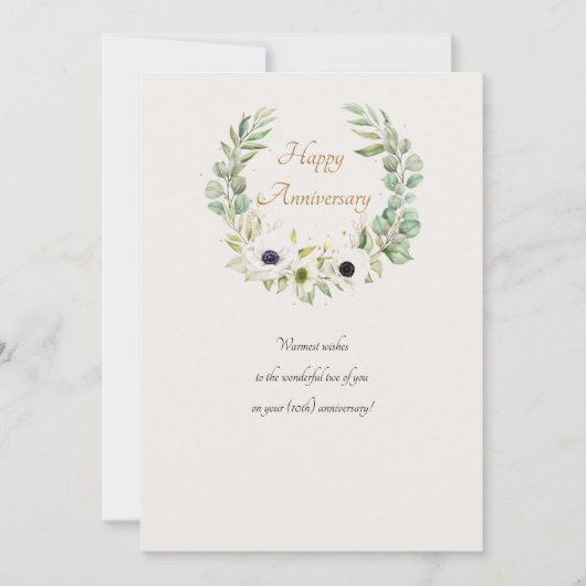 Couronne de Fleurs Anémones Blanches Carte (Devant)