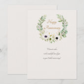 Couronne de Fleurs Anémones Blanches Carte (Devant / Derrière)