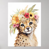 Couronne de fleurs de guépard Impression d'art Aqu (Devant)